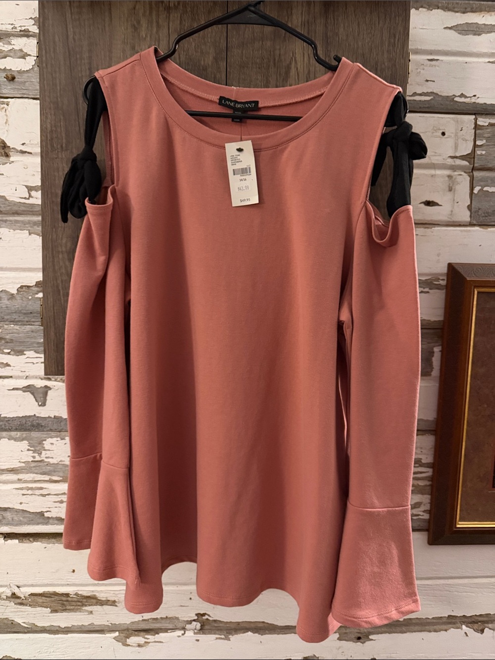Lane Bryant Rose Cold-Shoulder Tie-Sleeve Sweatshirt 🔥